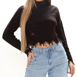 FASHIONNOVA Bonfires Night Sweater-Black Size XL